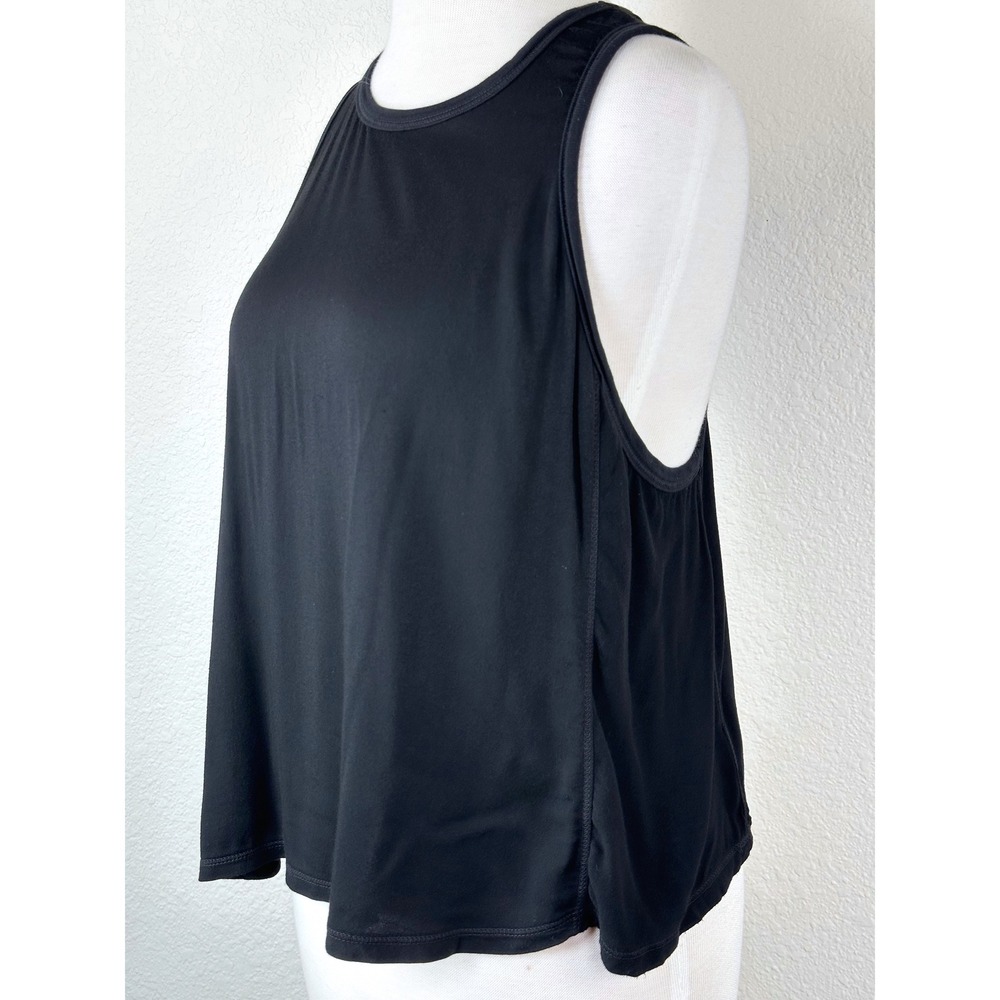 Electric & Rose Black Flowy Racerback Tank Asymmetrical Hem Athleisure L
